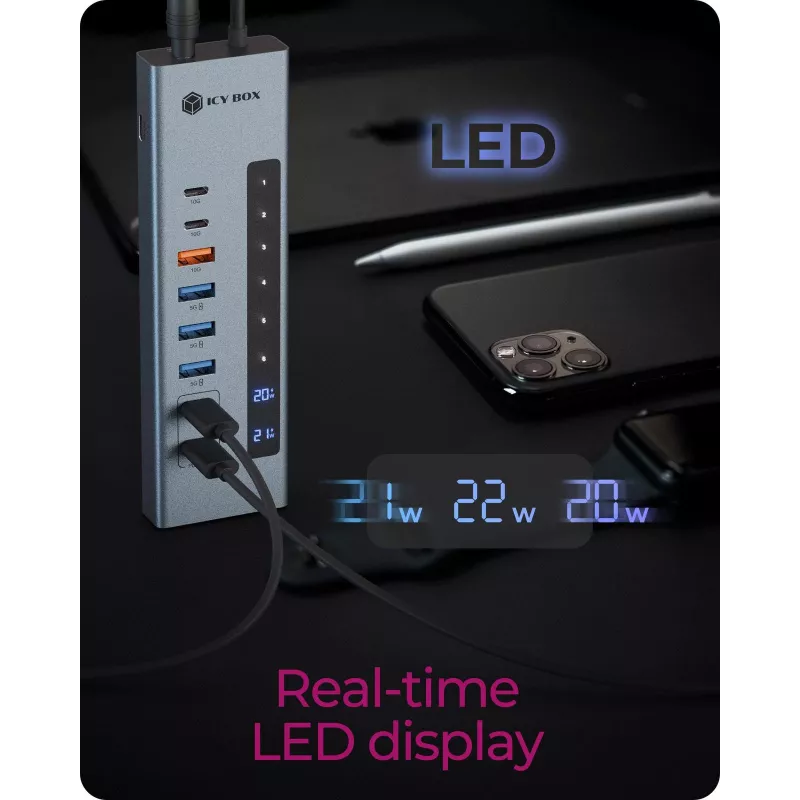 ICY BOX 11-in-1 USB Type-C hub with card reader and PD