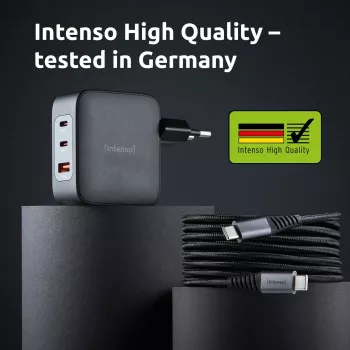Power Adapter Intenso W100ACC+C520C 100W Fast Charging GaN Black