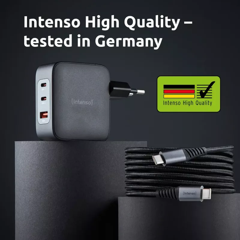 Power Adapter Intenso W100ACC+C520C 100W Fast Charging GaN Black