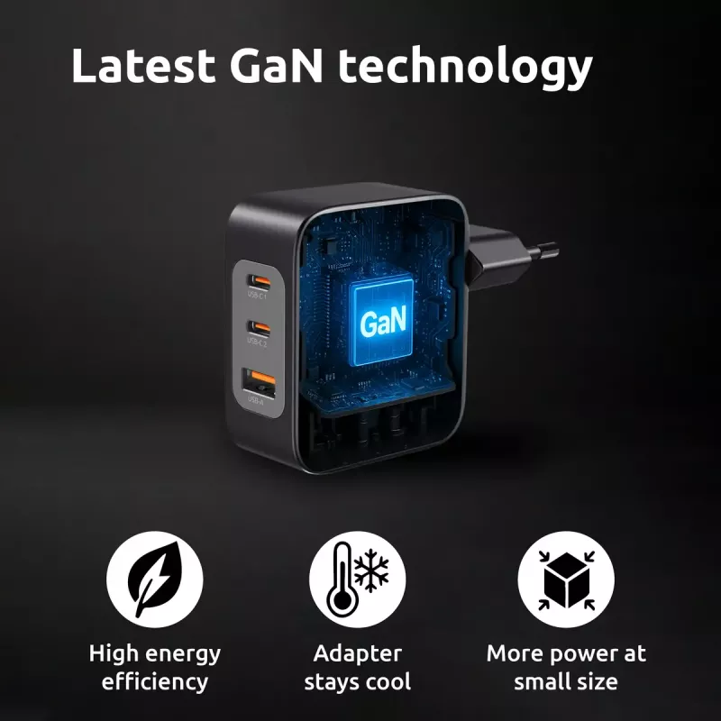 Power Adapter Intenso W100ACC+C520C 100W Fast Charging GaN Black