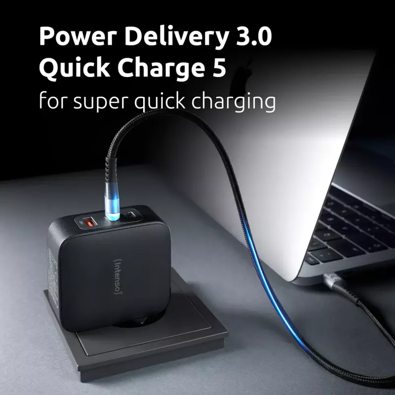 Power Adapter Intenso W100ACC+C520C 100W Fast Charging GaN Black