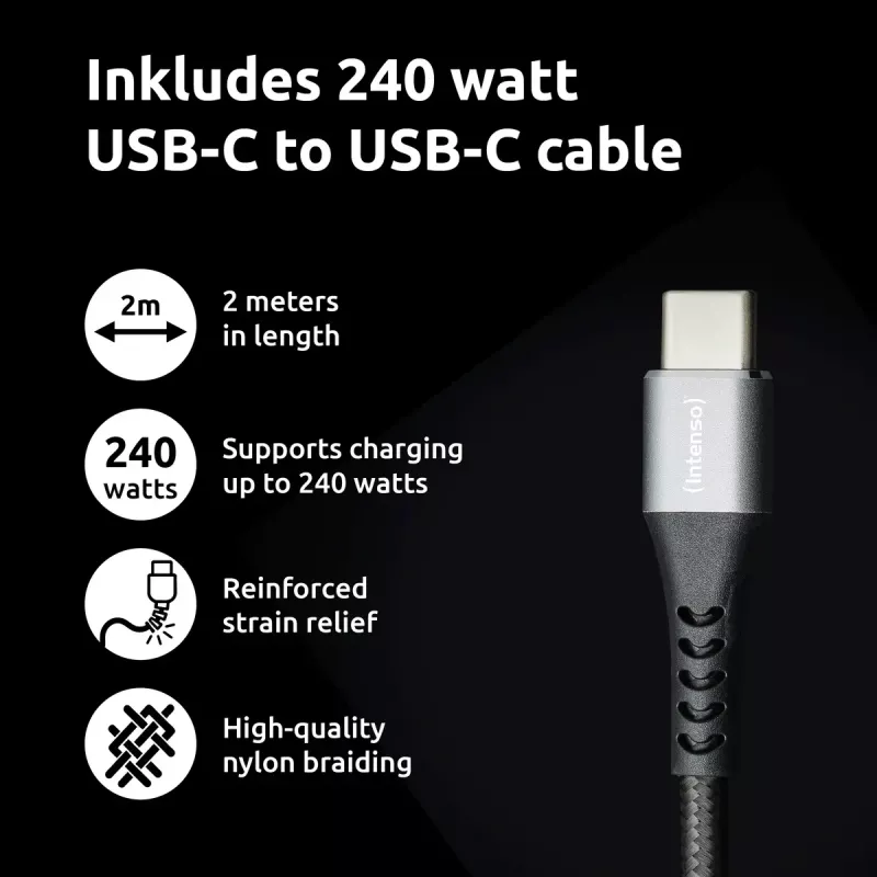 Power Adapter Intenso W100ACC+C520C 100W Fast Charging GaN Black