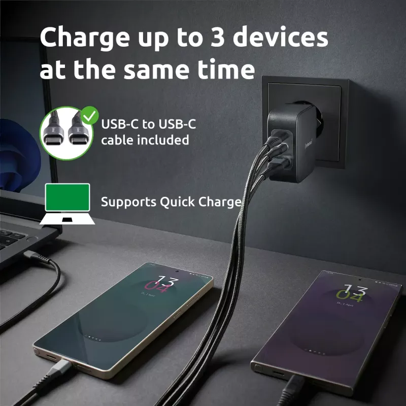 Power Adapter Intenso W100ACC+C520C 100W Fast Charging GaN Black