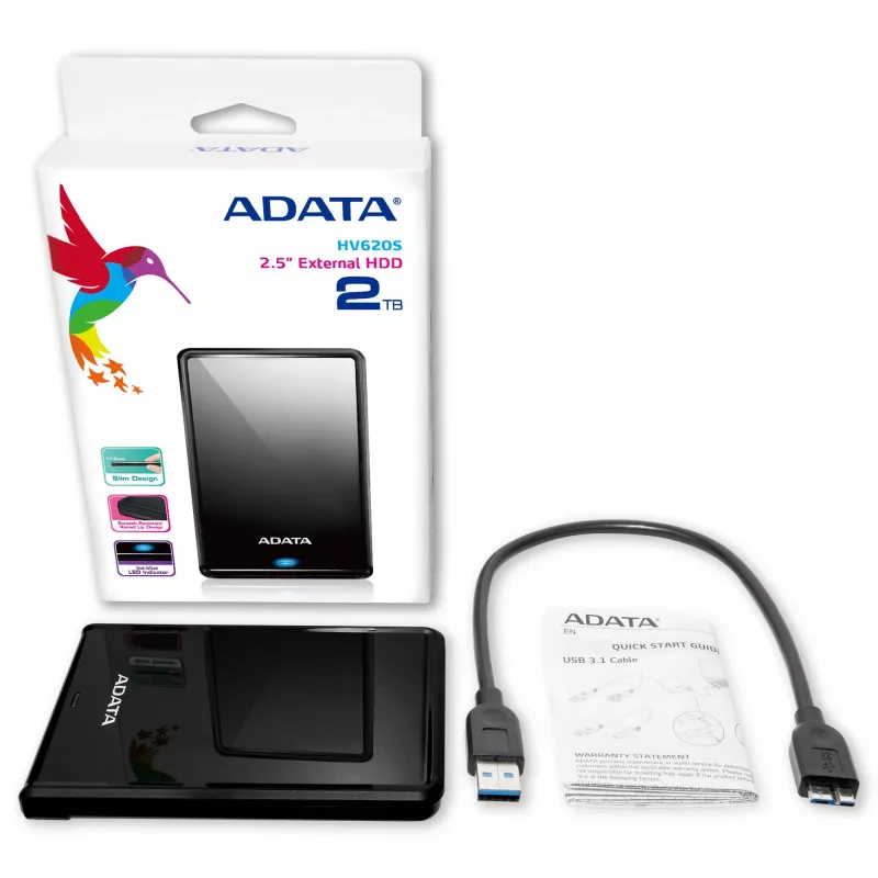 ADATA HV620S external hard drive 4 TB 2.5 inch Micro-USB B 2.0/3.2 Gen 1 (3.1 Gen 1) Black