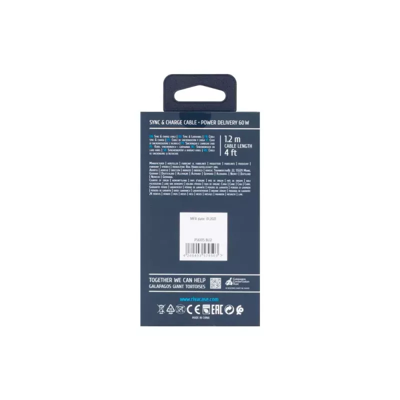 USB Cable Rivacase PS6105 BL12 USB 2.0 1.2m USB C Blue
