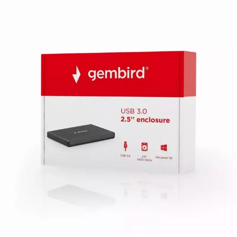 HDD enclosure GEMBIRD EE2-U3S-3 for 2.5 inch SATA drives, 1-bay, Micro-USB B, USB 3.2 Gen 1, up to 2 TB, black