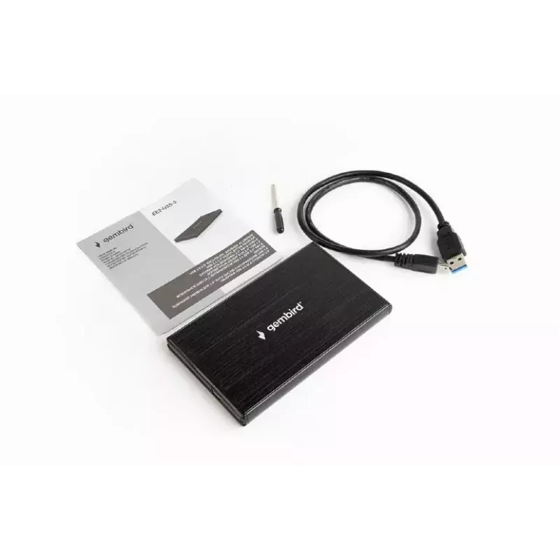 HDD enclosure GEMBIRD EE2-U3S-3 for 2.5 inch SATA drives, 1-bay, Micro-USB B, USB 3.2 Gen 1, up to 2 TB, black