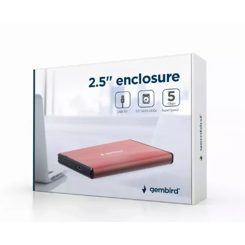 HDD enclosure Gembird EE2-U3S-3-P for 2.5 inch SATA drives, single-bay, 5 Gbit/s, pink