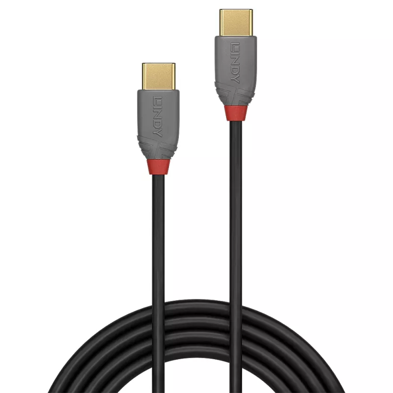 USB 2.0 Type C to C Cable Lindy 36871 1m Anthra Line