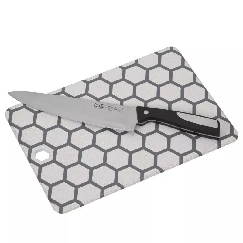 Cutting board RESTO 95401 rectangular plastic 138×200×8 mm grey/white