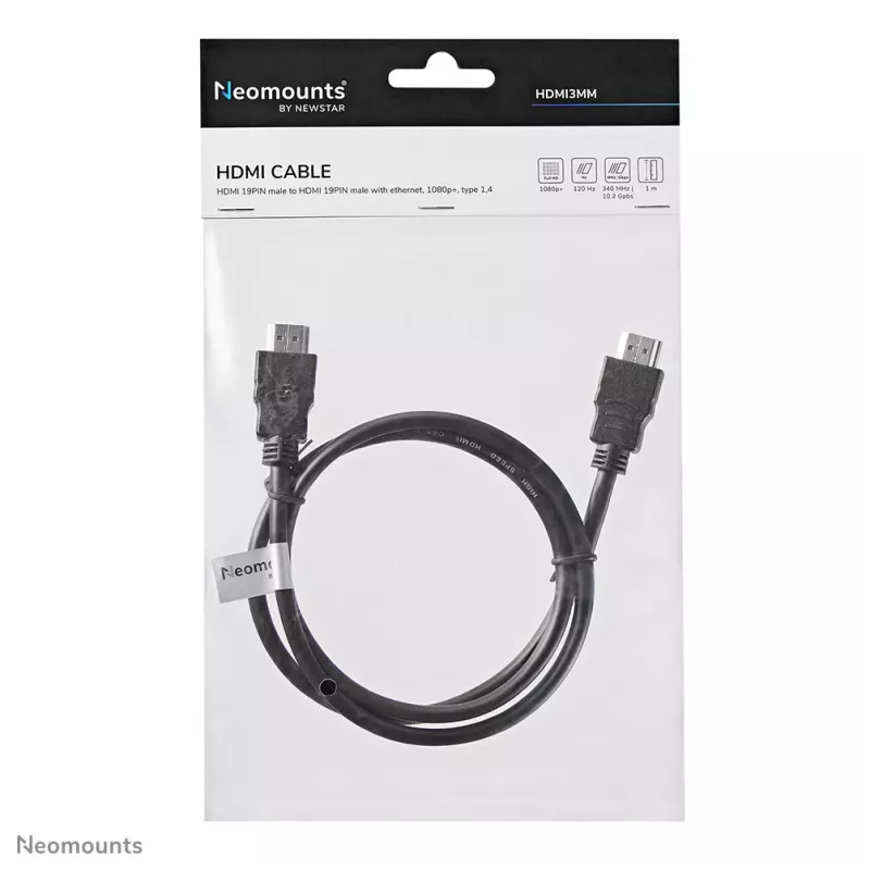 Neomounts HDMI3MM HDMI cable - 1 metres, 1 m, HDMI Type A (Standard), HDMI Type A (Standard), 10.2 Gbit/s, Black