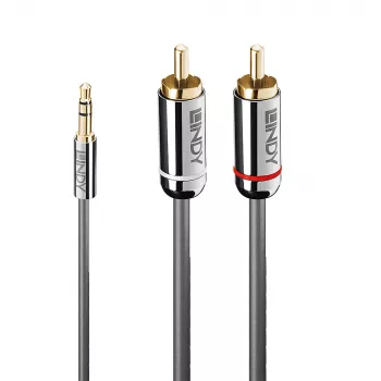 Lindy 5m 3.5mm to Phono Audio Cable, Cromo Line, 3.5mm, Male, 2 x RCA, Male, 5 m, Anthracite