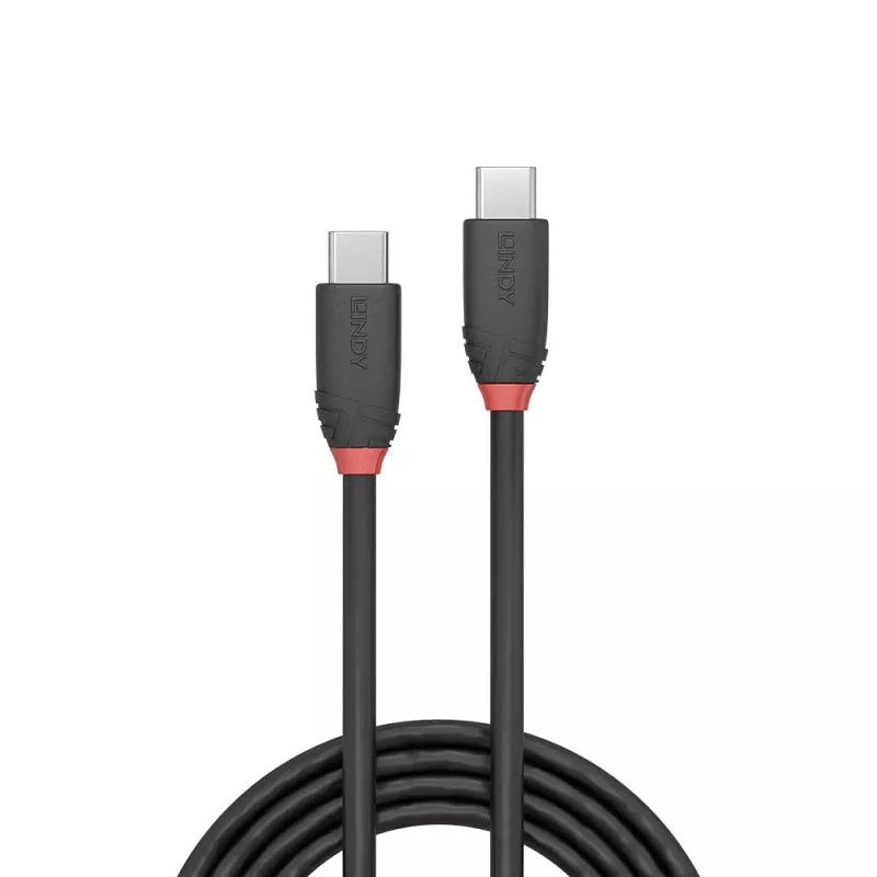 Lindy 0.5m USB 3.2 Type C to C Cable, 20Gbps, Black Line
