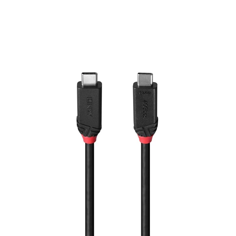 Lindy 0.5m USB4 240W Type C Cable, Black Line, 0.5 m, USB C, USB C, USB4 Gen 3x2, 40 Gbit/s, Black