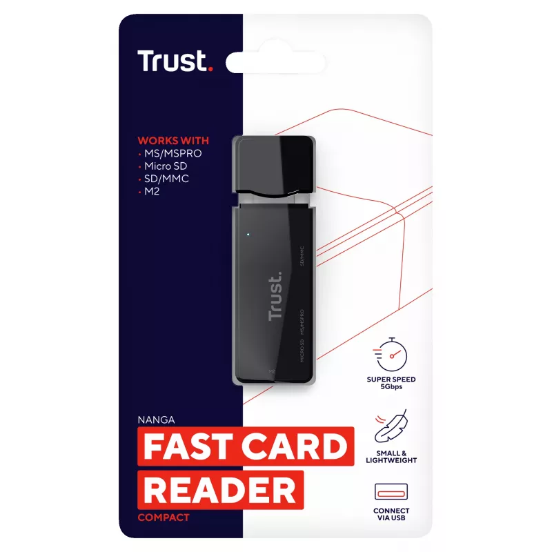 Trust NANGA card reader USB 3.2 Gen 1 (3.1 Gen 1) Type-A Black