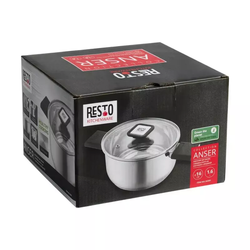 Kitchenware Resto Anser 1.6 L Round Black Stainless Steel