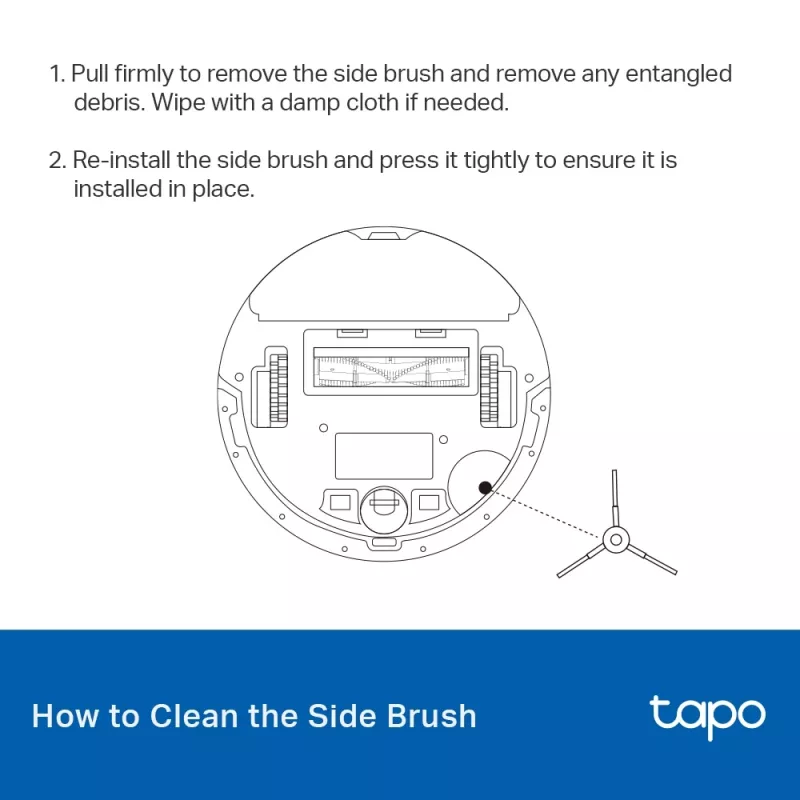 Accessory kit for TP-Link Tapo RVA100 robot vacuum — 2 washable HEPA filters, main brush, 2 side brushes (black/white)