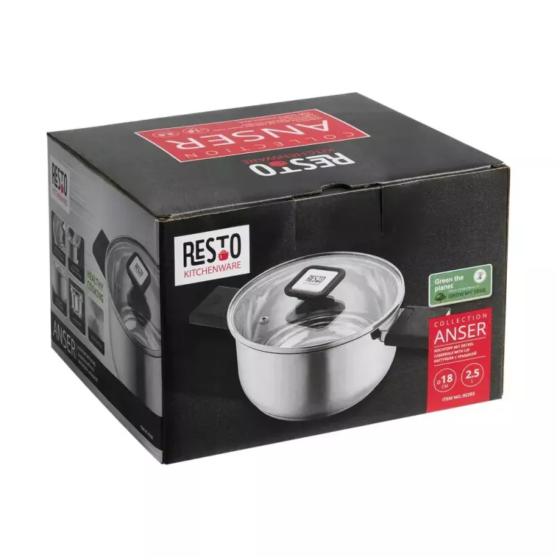 Resto Kitchenware Anser 2.5 L Round Black Stainless Steel