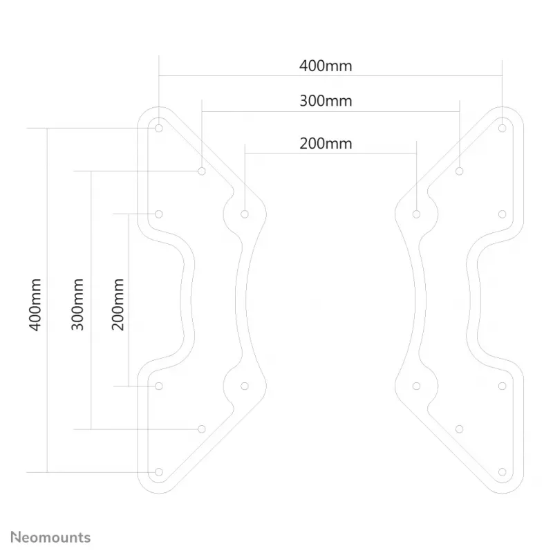 NEWSTAR VESA Conversion Plate from VESA 200x200 to 400x200, 400x400 - Black