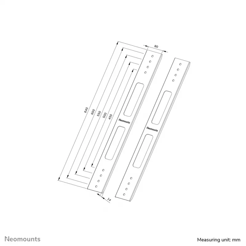 Extension kit Neomounts AWL-250BL16 VESA 400x600 640mm height