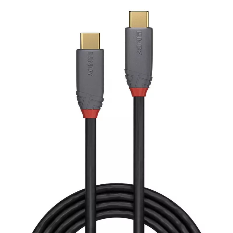 Lindy 1m USB 3.2 Type C to C Cable, 20Gbps, 5A, PD, Anthra Line