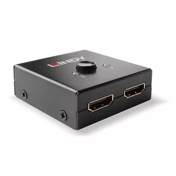 Lindy 2 Port HDMI 18G Bi-Directional Switch, HDMI, Metal, Black, 60 Hz, 18 Gbit/s, 3840 x 2160 pixels