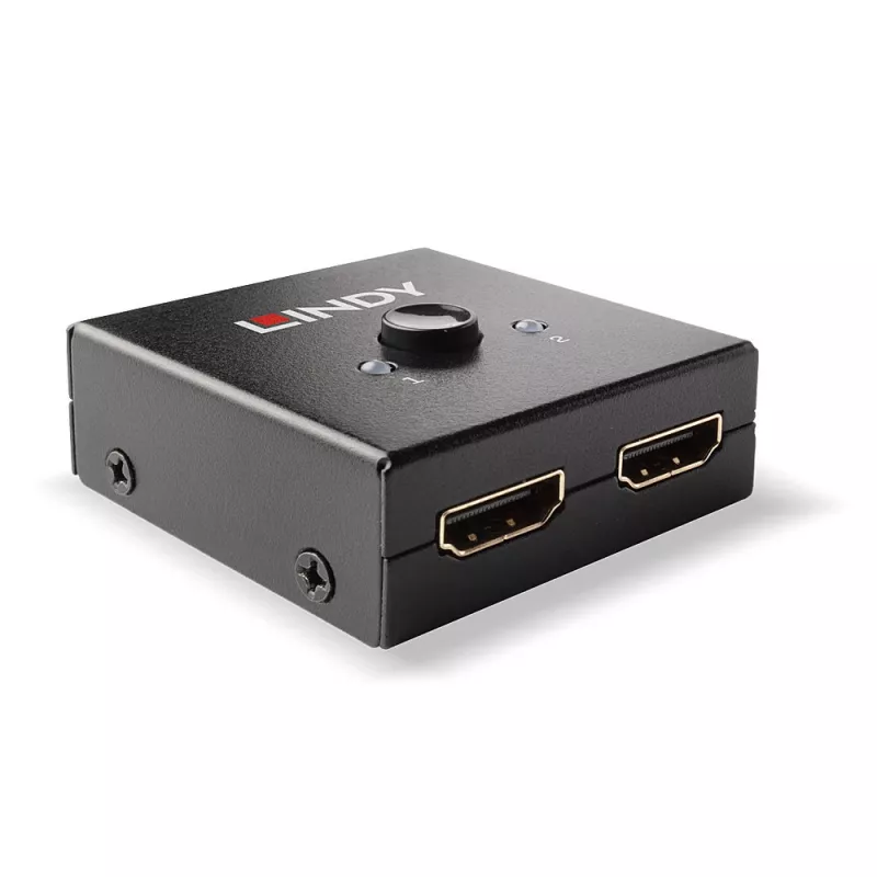 Lindy 2 Port HDMI 18G Bi-Directional Switch, HDMI, Metal, Black, 60 Hz, 18 Gbit/s, 3840 x 2160 pixels