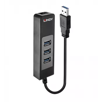 USB Hub and Gigabit Ethernet Converter Lindy 43176