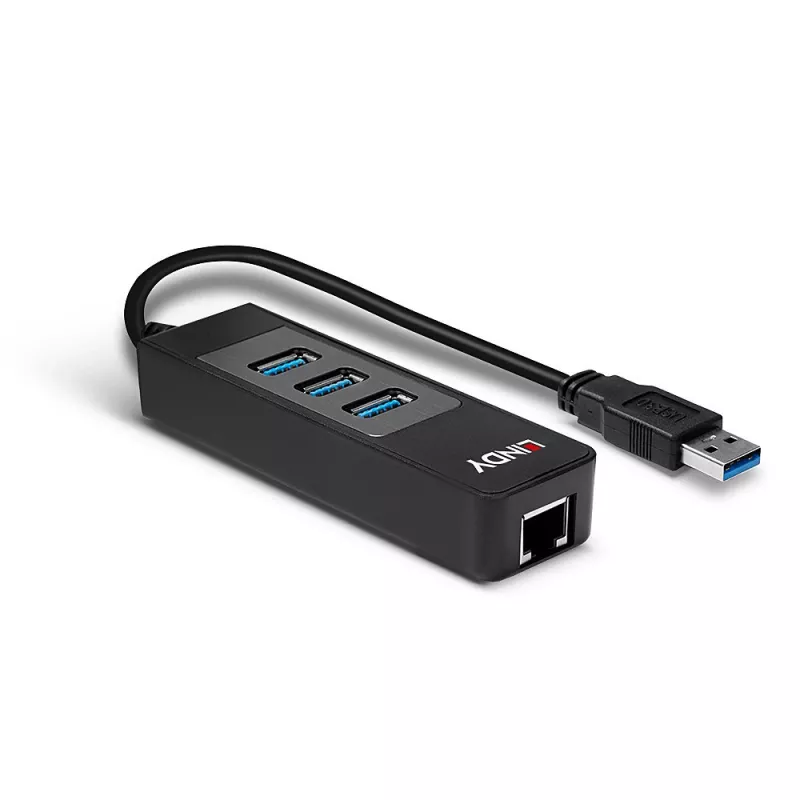 USB Hub and Gigabit Ethernet Converter Lindy 43176