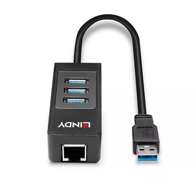 USB Hub and Gigabit Ethernet Converter Lindy 43176