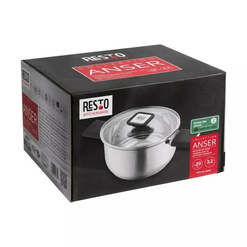 Resto Kitchenware Anser 3.2 L Round Black Stainless Steel