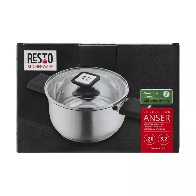 Resto Kitchenware Anser 3.2 L Round Black Stainless Steel