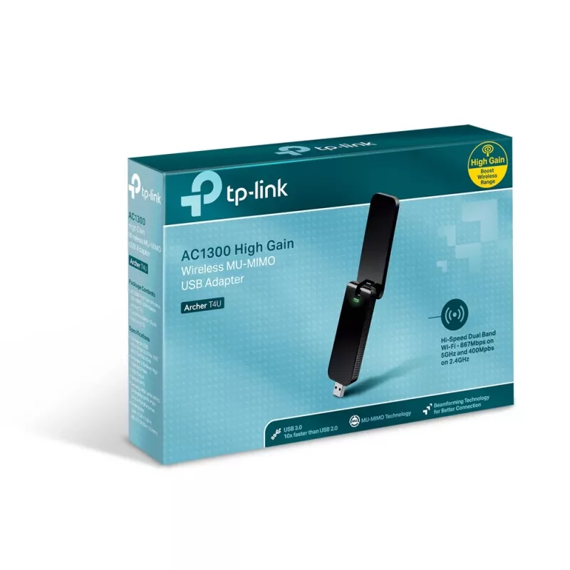 TP-Link AC1300 Wireless Dual Band USB WiFi Adapter, Wireless, USB, WLAN, Wi-Fi 5 (802.11ac), 867 Mbit/s, Black