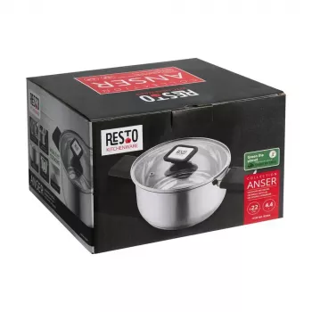 Resto Kitchenware Anser 4.4 L Round Black Stainless Steel