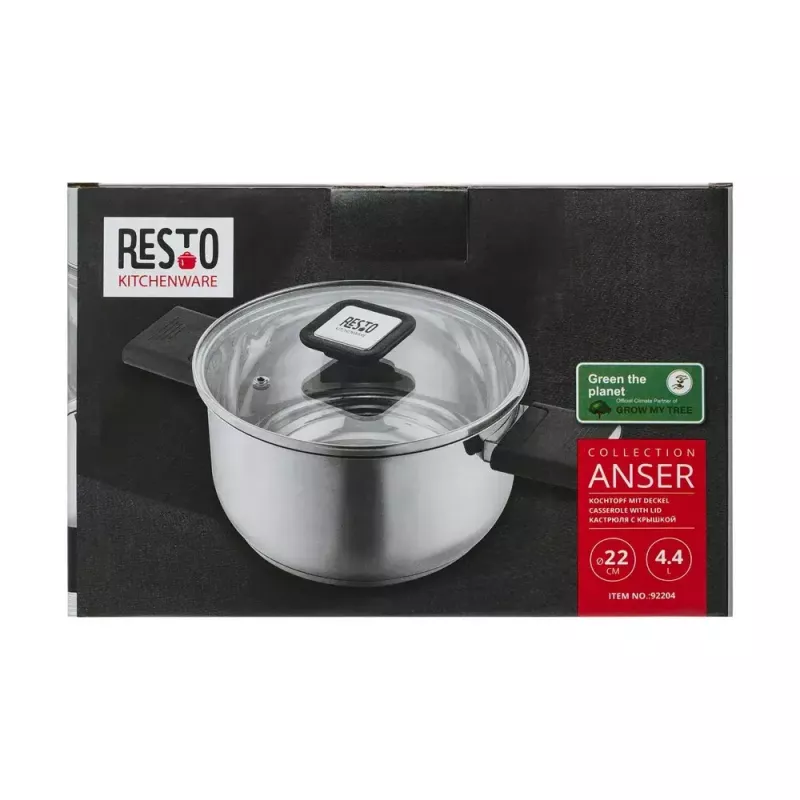 Resto Kitchenware Anser 4.4 L Round Black Stainless Steel