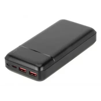 Portable Power Bank Rivacase VA2102 Lithium Polymer 20000 mAh, Quick Charge 3.0, 2×USB-A + 1×USB-C, 22.5 W, Black