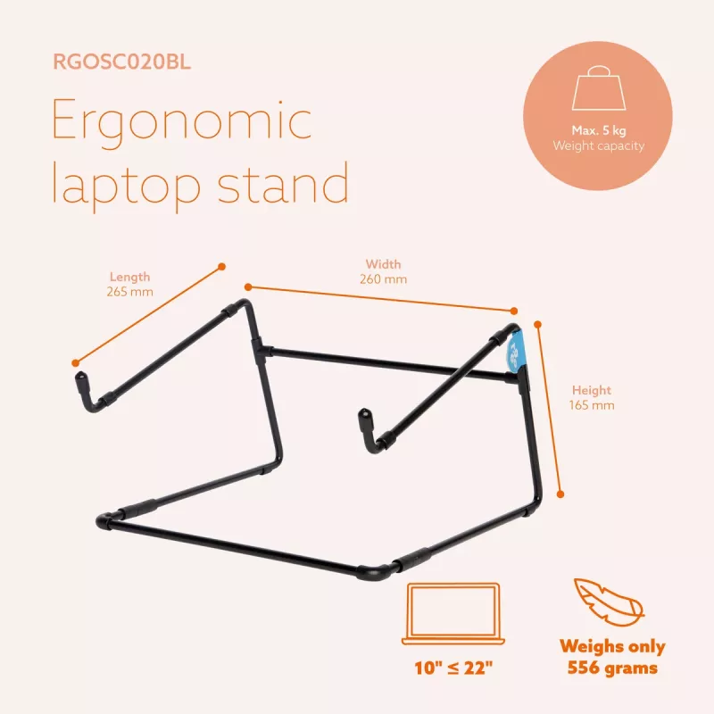 R-Go Tools Laptop stand R-Go Steel Office, suitable for 10-22 inches, black