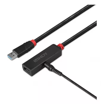 Lindy 3m USB 3.0 Active Extension Slim, USB 3.2 Gen 1 (3.1 Gen 1) Type-C, USB 3.2 Gen 1 (3.1 Gen 1) Type-C, 5000 Mbit/s, Black, Acrylonitrile butadiene styrene (ABS), Round cable