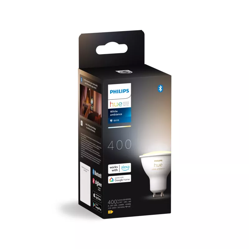 Philips Hue White ambience GU10 – smart spotlight, Smart bulb, Bluetooth/Zigbee, White, LED, GU10, GU10