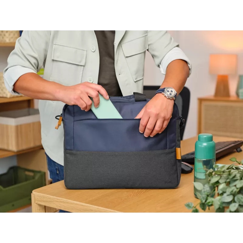 Briefcase Trust Lisboa 40.6 cm 16 inch Blue 2 compartments