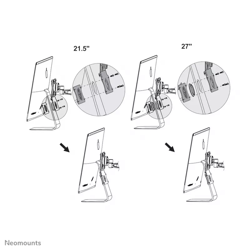Neomounts FPMA-VESAMAC2127 iMac VESA adapter plate, 21.5-27 inch, VESA 75x75 / 100x100 mm, max 15 kg, steel, 730 g, Silver