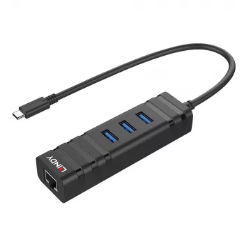 USB Hub Lindy USB 3.2 Type C Hub and Gigabit Ethernet Converter