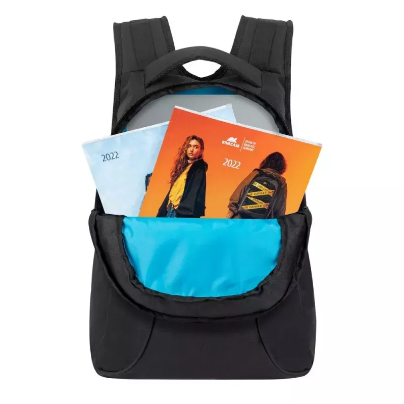 Casual backpack Rivacase Gremio 5565, black polyester, 350×240×410 mm