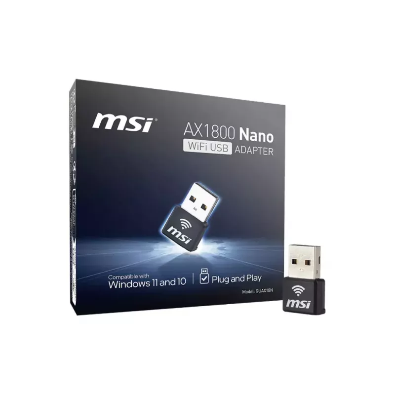 USB Adapter MSI AX1800 Nano WiFi USB 2.0 Black