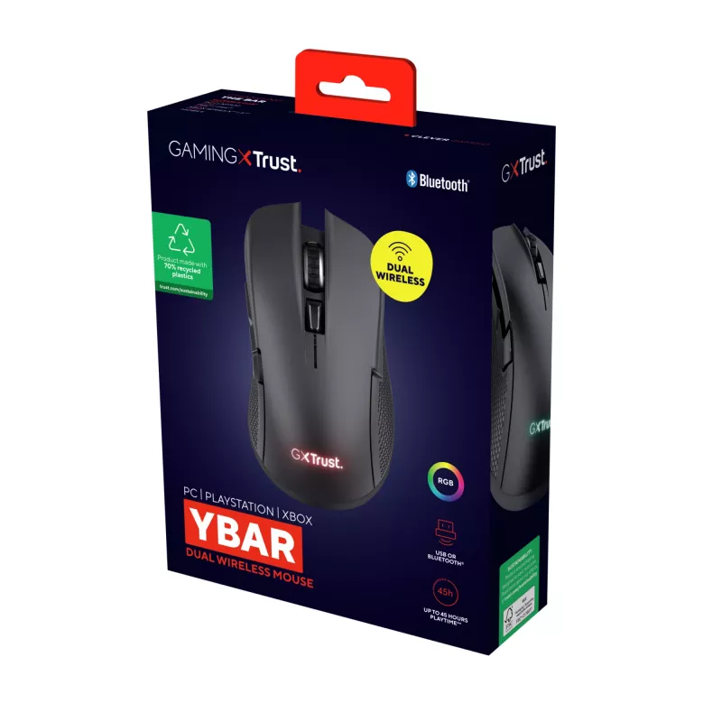 Trust GXT 931 Ybar mouse Gaming Right-hand Bluetooth Laser 7200 DPI