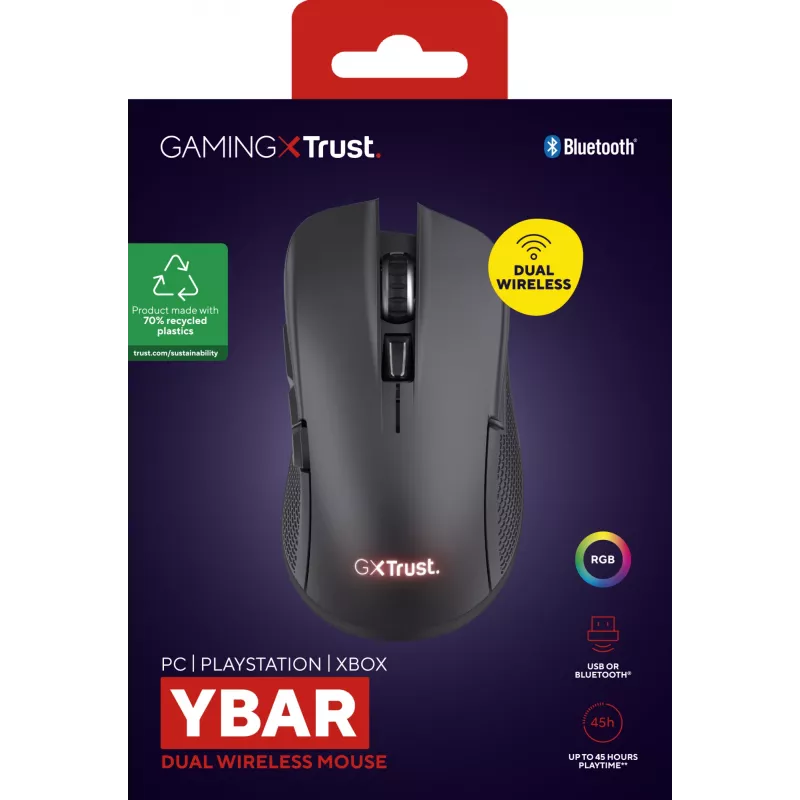 Trust GXT 931 Ybar mouse Gaming Right-hand Bluetooth Laser 7200 DPI