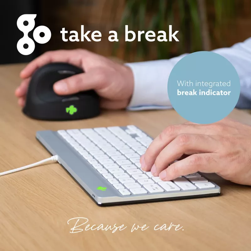 R-Go Tools Ergonomic keyboard R-Go Compact Break, compact keyboard with break software, QWERTY (US), wired, white