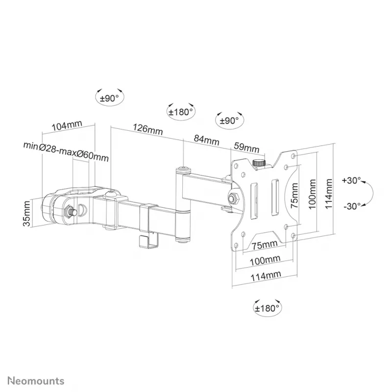 Neomounts FL40-450BL11 TV pole mount 17-32 inch - diam. 28-60 mm - full motion