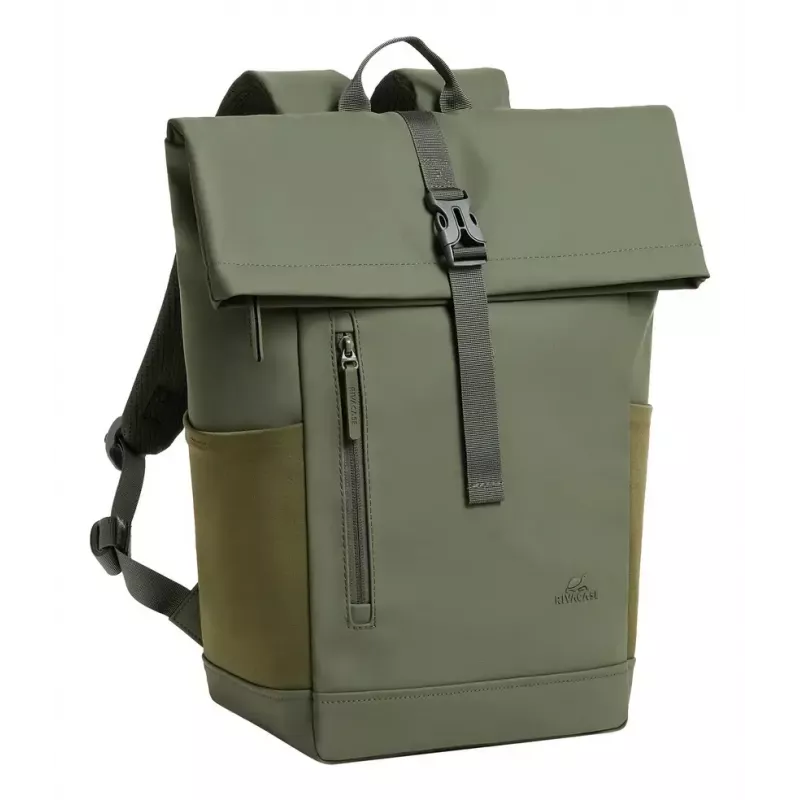 Travel backpack Rivacase Eden Olive PU leather Polyester rPET 250x160x430mm