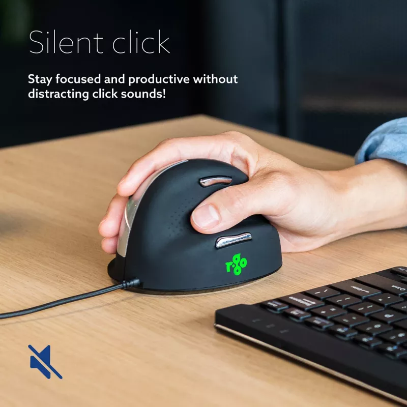 R-Go Tools Ergonomic mouse R-Go HE Break with break software, medium (hand size 165-185 mm), right-handed, Wired, black
